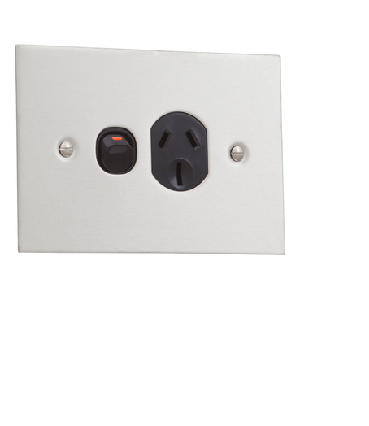Clipsal METAL PLATE SERIES SWITCHED SOCKET SINGLE